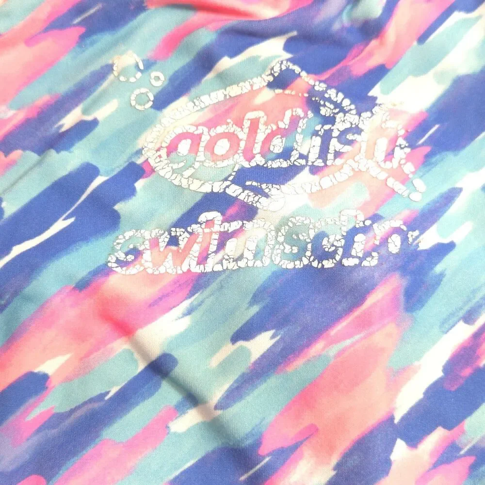 Dolfin Uglies Goldfish Swim School One Piece Swimsuit Size 12 Girls Blue Pink